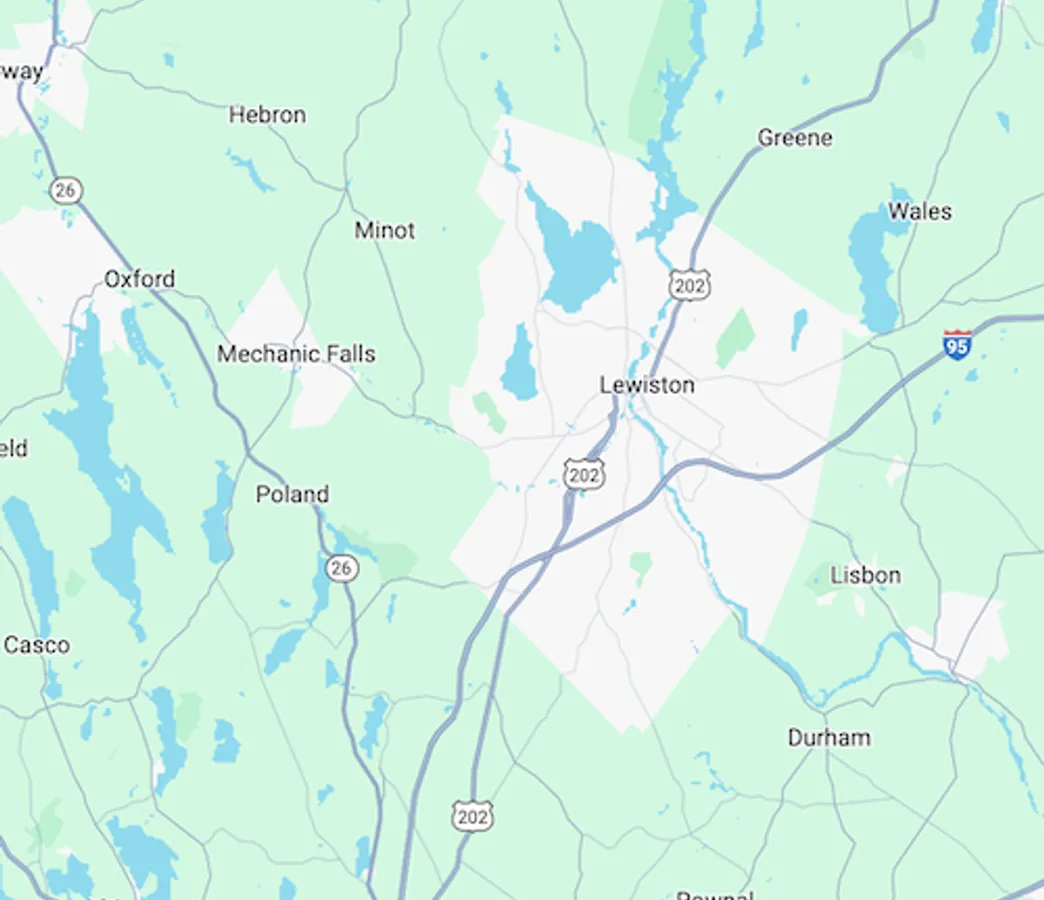 map of Lewiston Maine service area